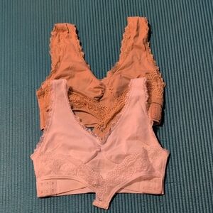 Source Unknown Lace Bralette Duo - Pink and Tan